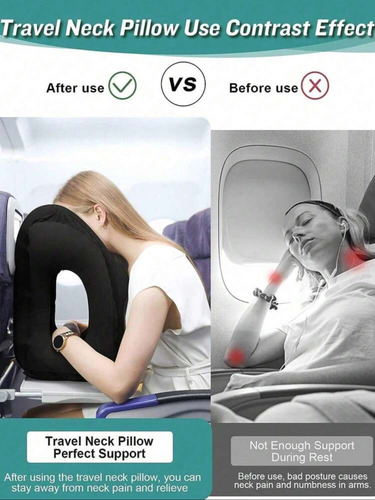 Almohada Inflable Viaje Soporte Cuello Espalda Avión Y Carro