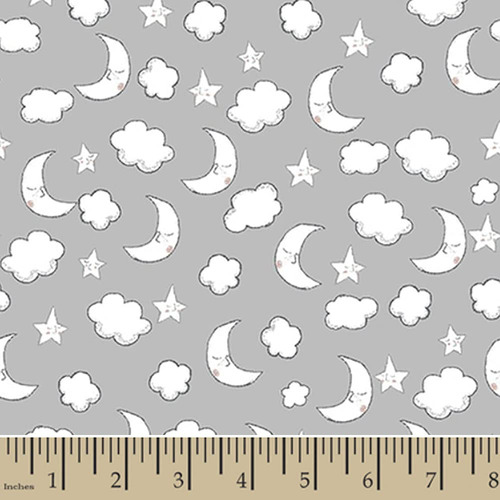 Franela Para Dormir Diseño Luna Estrella Color Gris