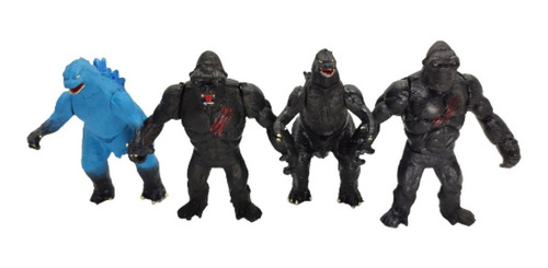 Juguete Godzilla Vs Kong Figuras 4pzs Black Blue Accesorios