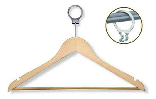 100 Perchas De Madera Antirrobo Laqueada Hotel