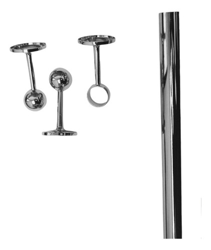 Barrote Cromado Para Cortina Con Soportes De 2.80 Mts