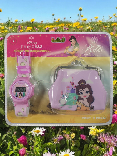 Reloj Digital Con Luz Y Cartera Niños Personajes Belle Belle Belle