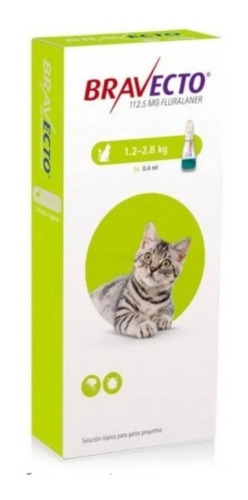 Bravecto Pipeta Externo Gato 1,2 A 2,8 Kg 3 Meses Protección