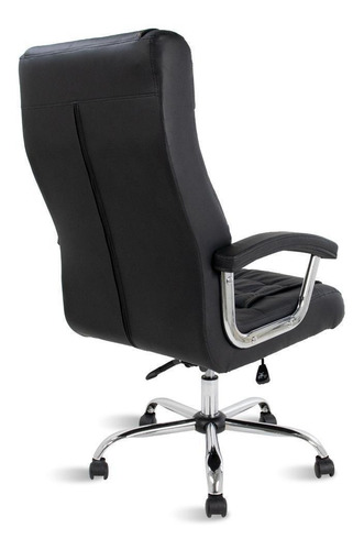 Silla de escritorio Healer Maxwell ergonómica negra con tapizado de cuero sintético