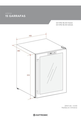 Adega Elettromec CV-1FS-16-XV para 15 garrafas 220V