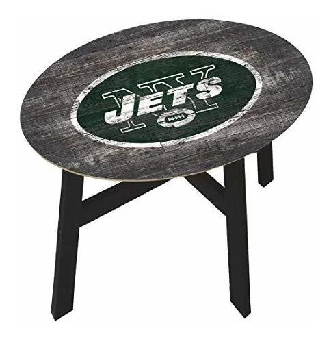 Mesa Auxiliar De Madera Envejecida New York Jets De Fan Crea