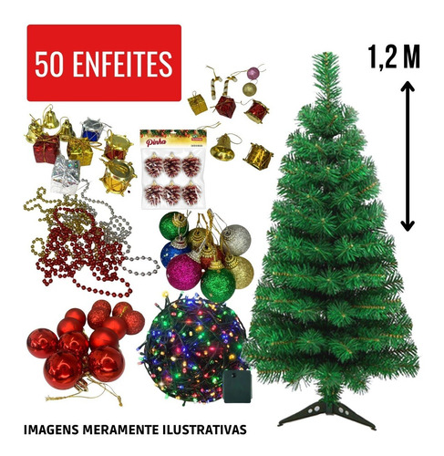 Arvore Natal Decorada Completa Pinheiro Enfeitada 1,20 Mts | Parcelamento  sem juros