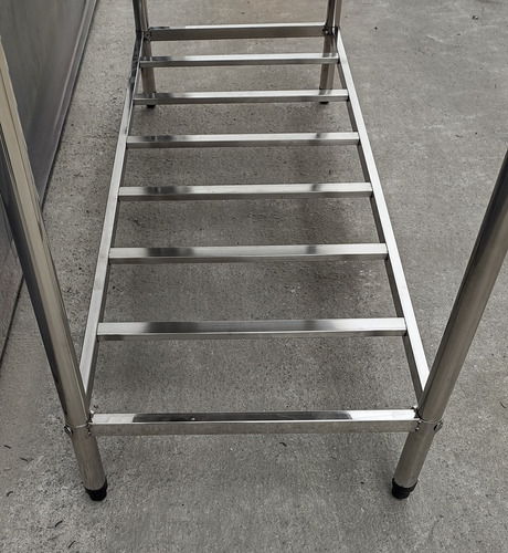 Bancada Mesa 130x40 Aço Inox 1 Base Gradeada Com Espelho