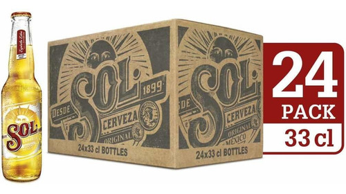 Imagen 1 de 6 de Cerveza Mexicana Sol 330 Ml (24 Unidades)