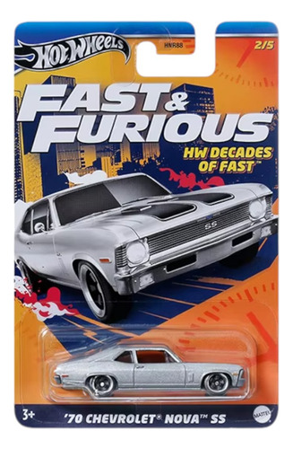 Hot Wheels 1:64 Rapido & Furioso 70 Chevrolet Nova Ss Color Gris