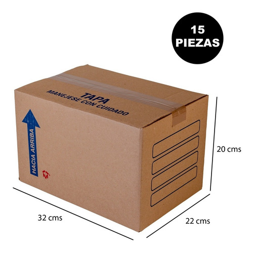 Imagen 2 de 2 de 15 Cajas De Carton Corrugado Para Empaque 32x22x20cms Mp63