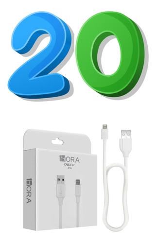 Kit 20 Piezas Cable Usb Ip 2.1a 1 Metro 1hora Cab238