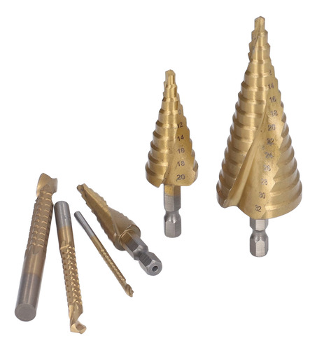 Step Drill Bits, 6 Unidades/conjunto, Broca Ranhurada Em Esp