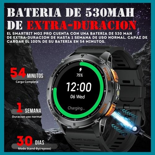 Reloj Inteligente Sumergible Smartbit Mg2 Pro Negro Smartwatch Con Gps Integrado Satelital Sumergible 50 Metros Natacion Llamadas Mensajes Deportivo Ritmo Compatible Con Android E Ios Malla Eslabon