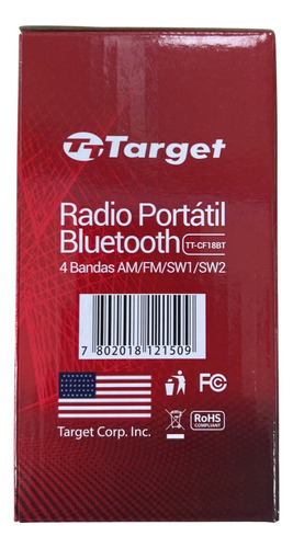 Radio Target Portátil Bluetooth/usb/4 Bandas Am/fm/sw1/sw2