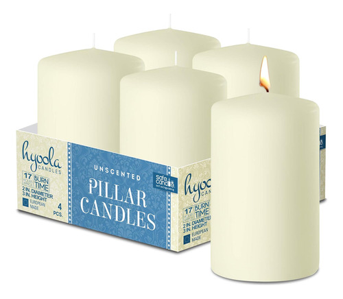 Hyola Velas De Pilar Marfil De 2 X 3 Pulgadas, Velas De Pila