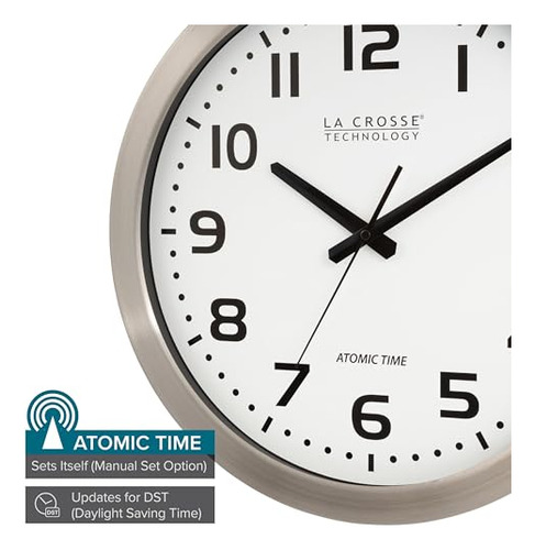 Reloj Analógico Atómico De Metal 40 Cm