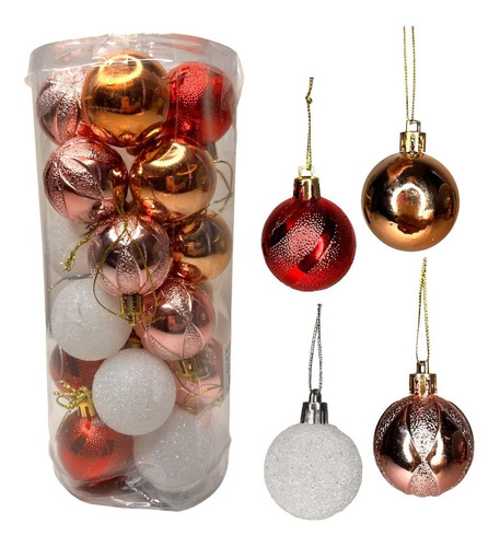 Bolas De Árbol De Navidad Pack De 24 Esferas 4cm Decoración