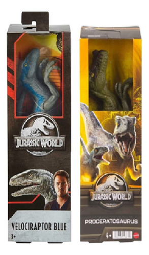 Jurassic World Mattel Velociraptor Blue Y Proceratosaurus