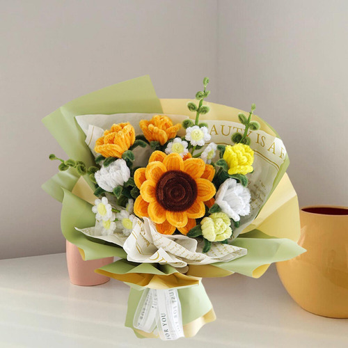 Bouquet De Flores Tejidas De Felpa Simulada, Conjunto De