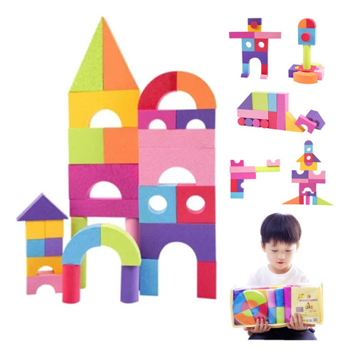 50 Piezas De Juguetes Montessori Ensamblados Con Bloques De