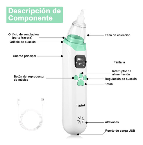Aspirador Nasal Electrico,nasal Con 3 Cabezales De Silicona