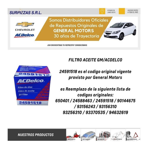 Imagen 4 de 12 de Filtro + Aceite Chevrolet 100% Classic 1.4 Semisint Acdelco