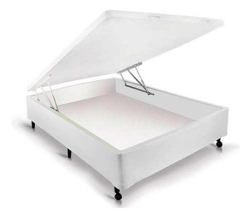 Cama Box Baú Viúva Courano White New (128x188x35) - Castor