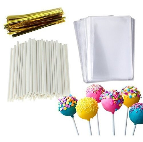 Cake Pop Treat Bag Set 100 Piezas White Lollipop Sticks 100 