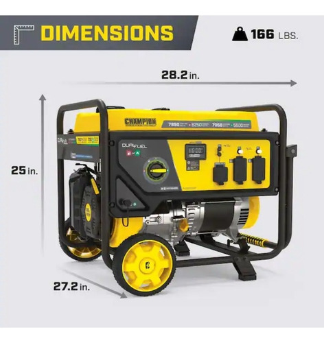 Generador Champion 7850 Watts Dual Fuel
