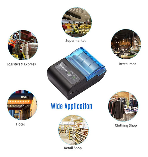 Imagen 5 de 7 de Mini Impresora Térmica 58mm Portátil Bluetooth De Mano