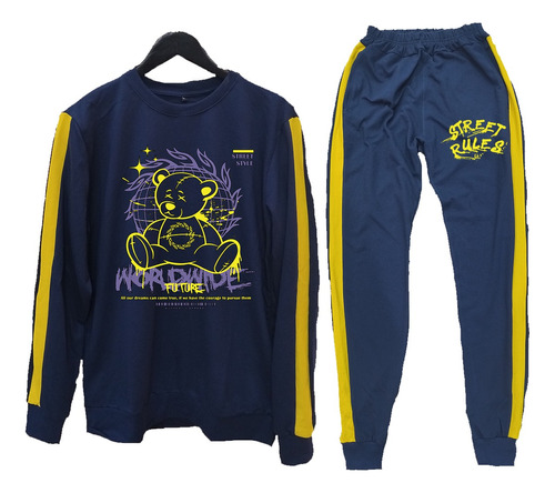 Conjunto Buzo Y Pantalón De Osito Street Rules Niño Adulto