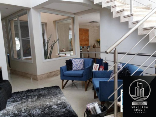 Espetacular Sobrado Com 4 Dormitórios À Venda, 500 M² Por R$ 2.800.000 - Condomínio Lago Da Boa Vista - Sorocaba/sp, Próximo Á Padaria Real. - Ca00069 - 67650829
