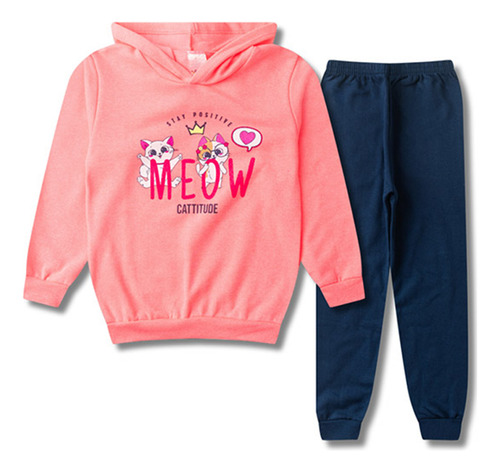 Conjunto Calça Flanelada Blusa Moletom Frio Menina 1 Ao 8