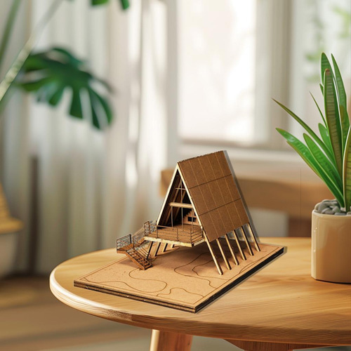 Kit De Modelo De Madera Casa 3d Puzzle De Madera Con Tierra