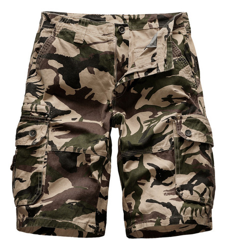 Pantalones Cortos Tipo Cargo De Camuflaje Para Hombre, Panta
