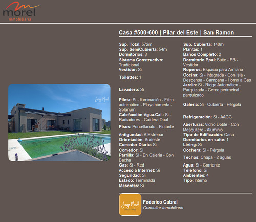 Casa Interno #500-600 - Pilar Del Este - San Ramon - 140m2 #id 16845