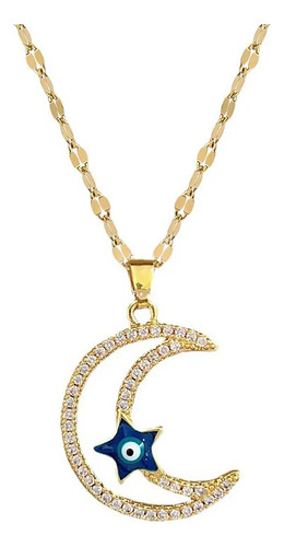 Collar De Luna Y Estrella En Ojo Turco - Talismán Protector