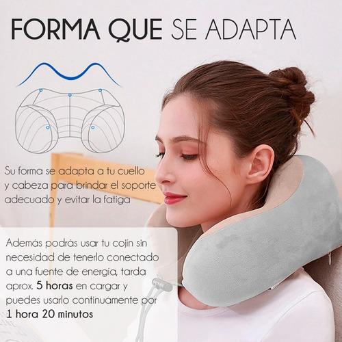 Almohada Masajeador Electrico Cuello Espalda Masaje Muscular Gris Con Café
