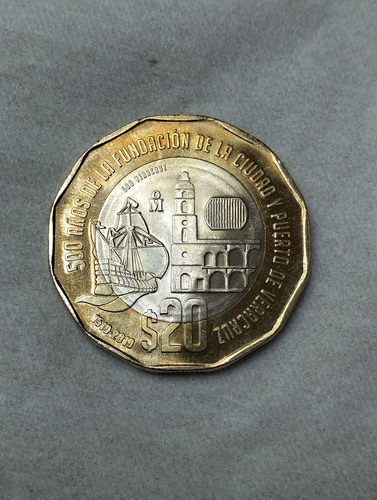 Moneda De 20 Pesos De Los 500 Años De La Fundación De