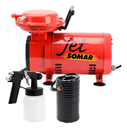 Compressor De Ar Direto Portátil 1/3 Cv Com Kit - Jet Somar Cor Vermelho Fase elétrica Monofásica Frequência 60