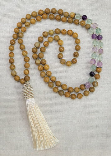 Japa Mala De Madera/ Fluorita 108 Cuentas- Raíz De Energía