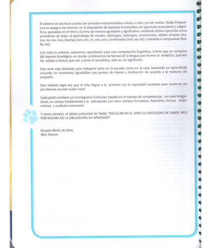 Teddy Preescritura 2° Preescolar