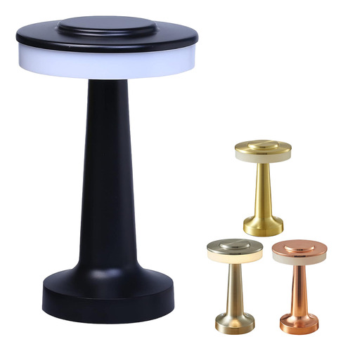 Lámpara Velador Led Recargable Tactil 3 Brillos Metalica Bar Color de la estructura Negro