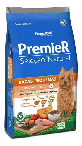 Ração Premier Seleção Natural Cães Adultos Porte Pequeno Frango, Chia & Quinoa 1kg