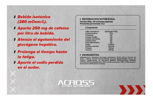 Suplementos Across - Bebida Isotonica Deportiva - Bid C 1kg