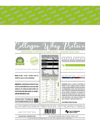 Collagen Whey Protein 2 Lb Colageno Star Nutrition Chocolate