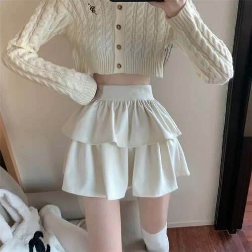 Minifalda De Cintura Alta Con Volantes