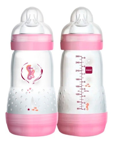 Biberones autoesterilizables rosas 02 Mam de 260 ml para niñas