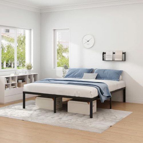 Lazydot Marco De Cama De Metal Con Espacio De Almacenamiento Debajo De La Cama, Plataforma Sencilla Y Atmosférica, Resistente Y Duradero, Tamaño Individual, Adecuado Para Recámara 152*203*36 Cm